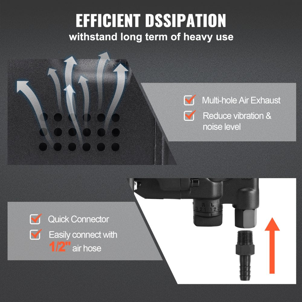 ODDTOOLS 1 Inch Air Impact Wrench, Up to 2730 ft-lbs Reverse Torque Output 1" Pneumatic Impact Gun Lightweight w/ 2 Handles for Heavy Duty Repairs and Maintenance