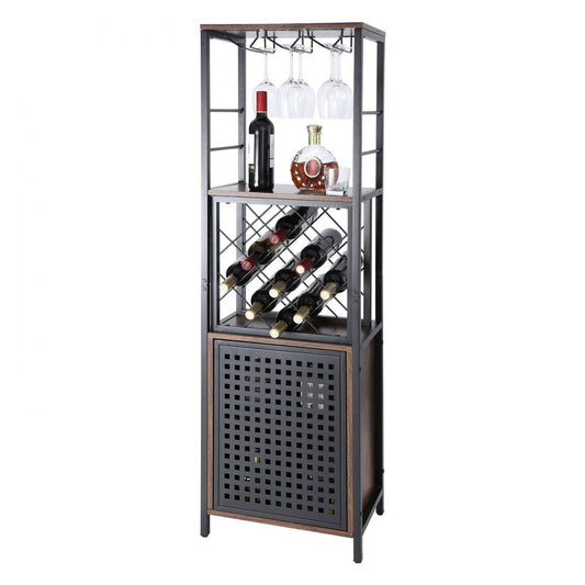 ODDTOOLS 18 Inch Industrial Bar Cabinet, Wine Table for Liquor and Glasses, Sideboard Buffet Cabinet with Glass Holder & Wine Rack, Freestanding Farmhouse Wood Coffee Bar Cabinet for Living Room Home Bar