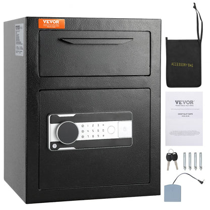 ODDTOOLS 1.7 Cub Depository Safe, Deposit Safe with Drop Slot, Electronic Code Lock and 2 Emergency Keys, 17.71'' x 13.77'' x 13.77'' Business Drop Slot Safe for Cash, Mail in Home, Hotel, Office