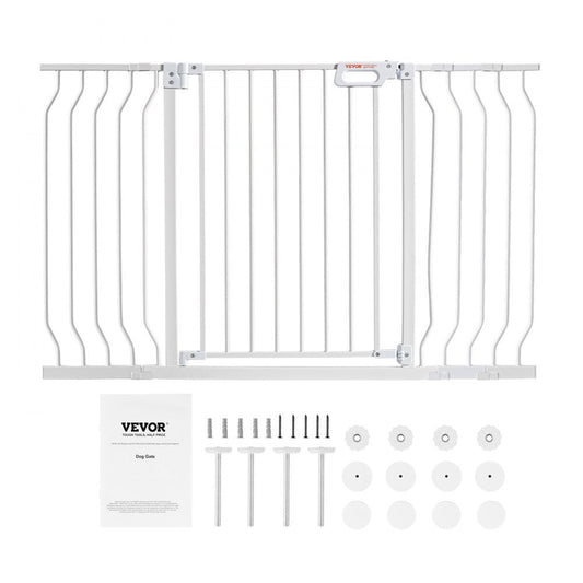 ODDTOOLS Baby Gate, 29.5"-53" Extra Wide, 30" High, Dog Gate for Stairs Doorways and House, Easy Step Walk Thru Auto Close Child Gate Pet Security Gate with Pressure Mount Kit and Wall Mount Kit, White