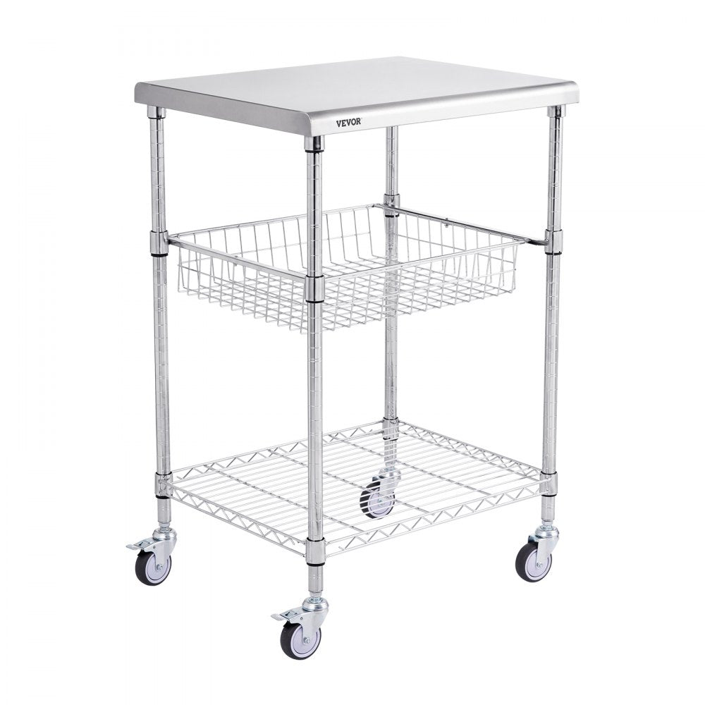 ODDTOOLS 3-Tier Utility Cart Rolling Cart on Wheels 24"x20"x36.6" 470 LBS 6 Hooks