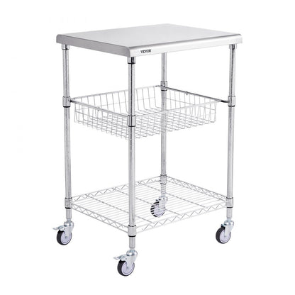 ODDTOOLS 3-Tier Utility Cart Rolling Cart on Wheels 24"x20"x36.6" 470 LBS 6 Hooks