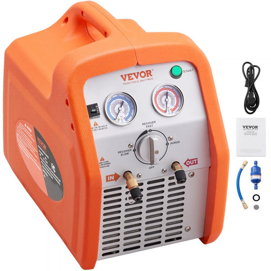 ODDTOOLS 1 HP Refrigerant Recovery Machine - Dual Cylinder Portable AC Recovery Machine with High Pressure Protection 120V 60Hz Recovery Machine HVAC for Vapor Liquid Refrigerant, Car Air Conditioning