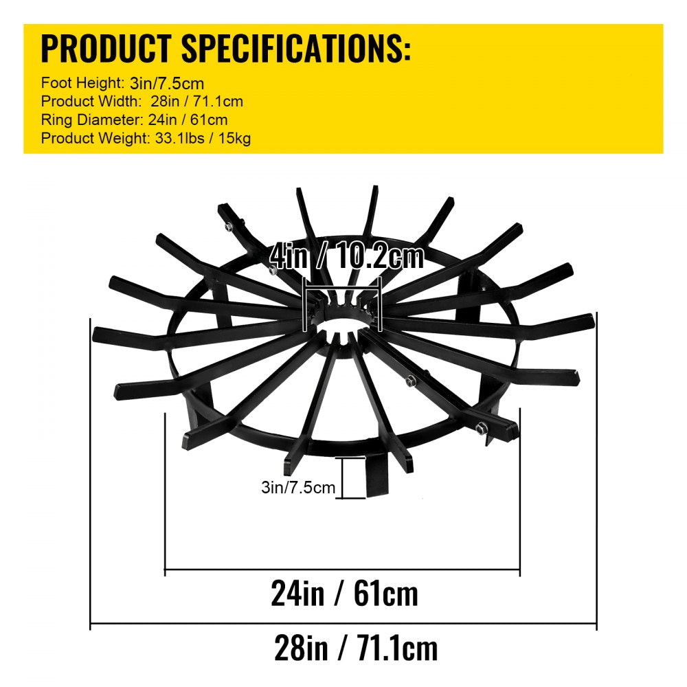 ODDTOOLS 28in Fire Grate Log Grate ,Wagon Wheel Firewood Grates 16 Iron Bars, Fireplace Grates Burning Rack Holder 6 Legs for Indoor Chimney, Hearth Wood Stove and Outdoor Camping Fire Pit