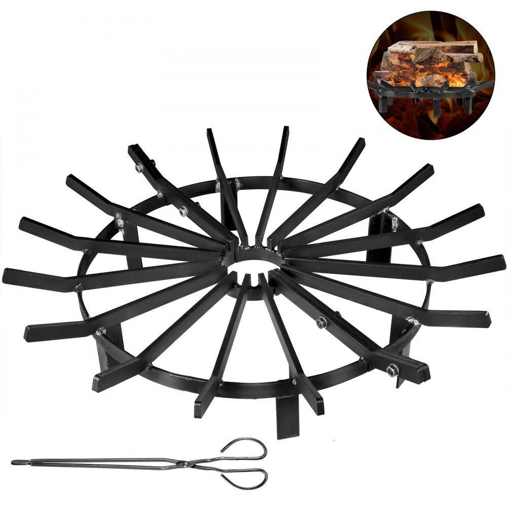 ODDTOOLS 28in Fire Grate Log Grate ,Wagon Wheel Firewood Grates 16 Iron Bars, Fireplace Grates Burning Rack Holder 6 Legs for Indoor Chimney, Hearth Wood Stove and Outdoor Camping Fire Pit