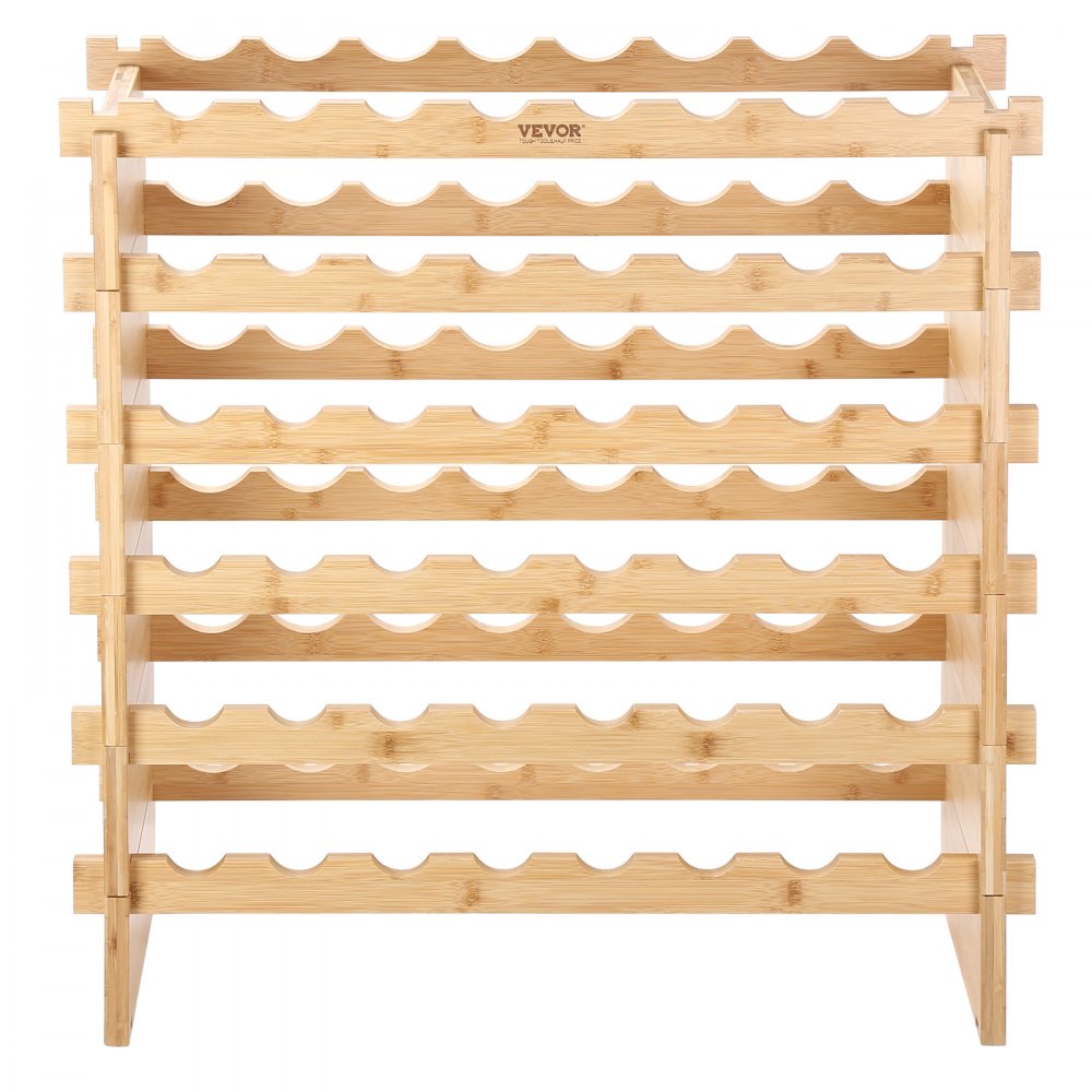 ODDTOOLS 48 Bottle Stackable Modular Wine Rack Bamboo Wood Display Shelf 6-Tier