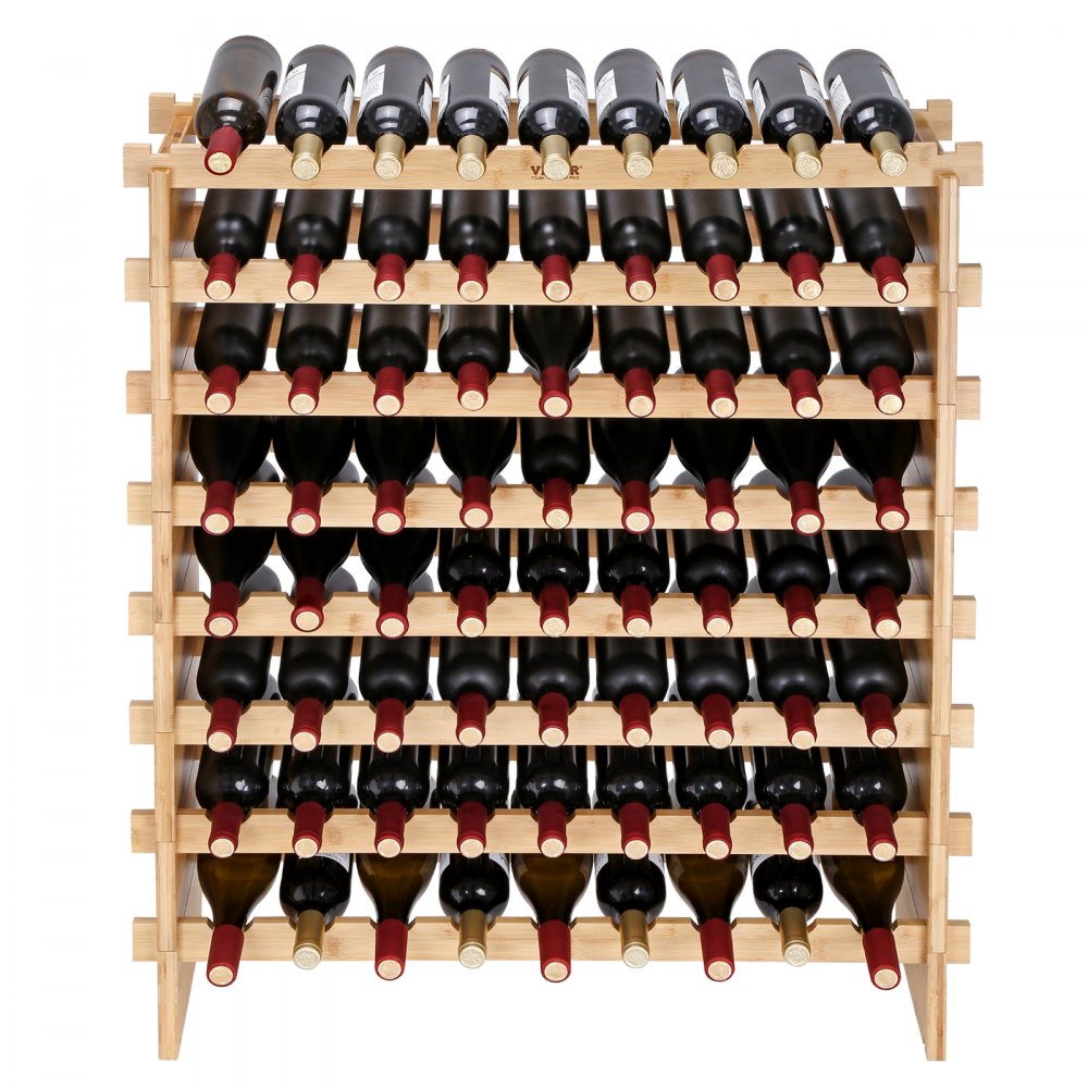 ODDTOOLS 72 Bottle Stackable Modular Wine Rack Bamboo Wood Display Shelf 8-Tier