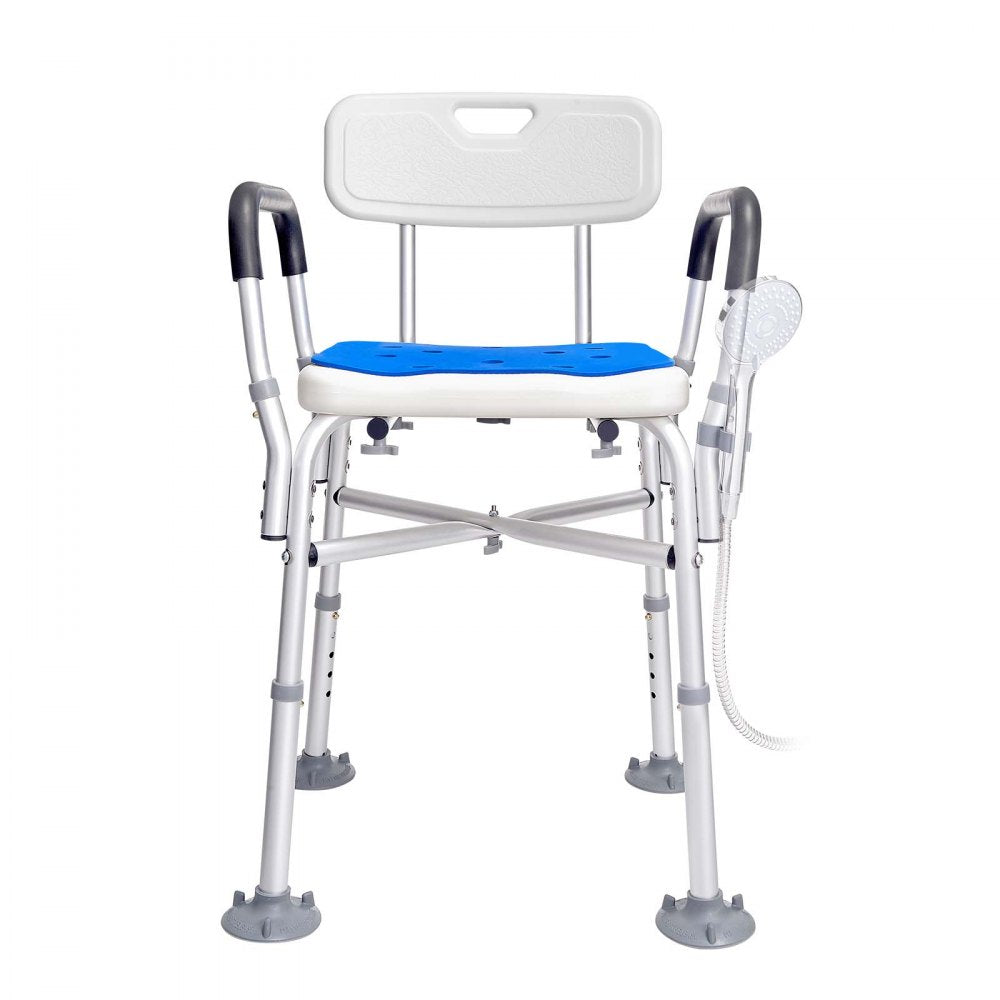 ODDTOOLS Shower Chair Seat with Padded Arms and Back, Shower Stool with Reinforced CrossBar, Adjustable Height Bench Bath Chair for Elderly Disabled, Shower Chair for Inside Shower Bathtub, 400 lbs