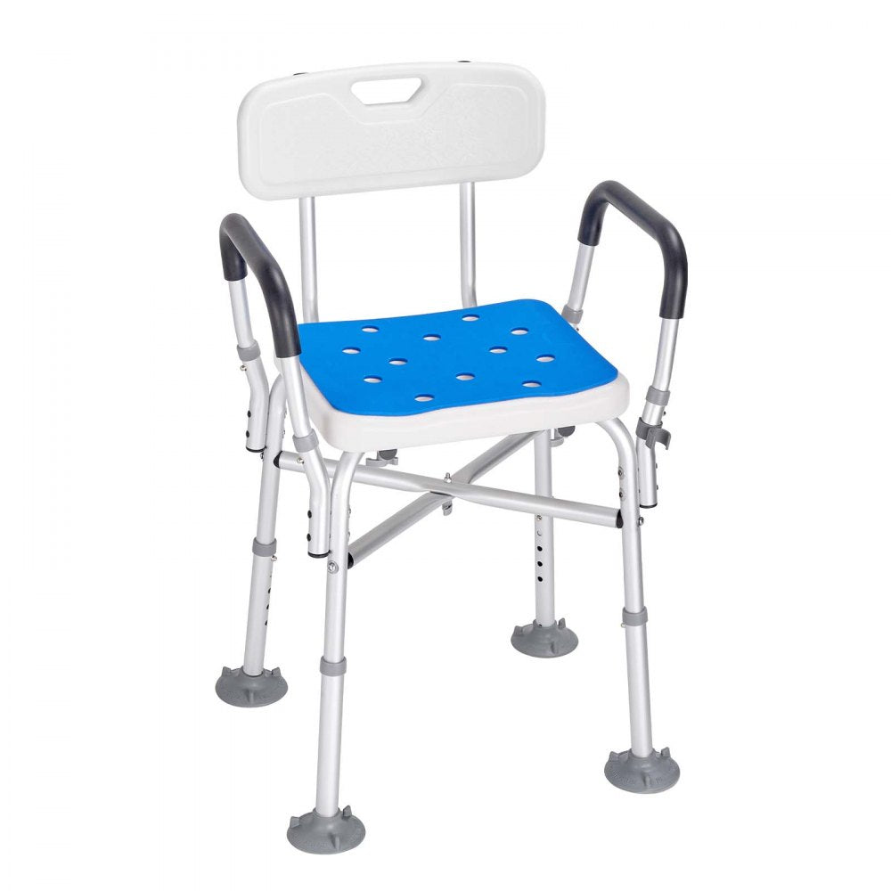 ODDTOOLS Shower Chair Seat with Padded Arms and Back, Shower Stool with Reinforced CrossBar, Adjustable Height Bench Bath Chair for Elderly Disabled, Shower Chair for Inside Shower Bathtub, 400 lbs