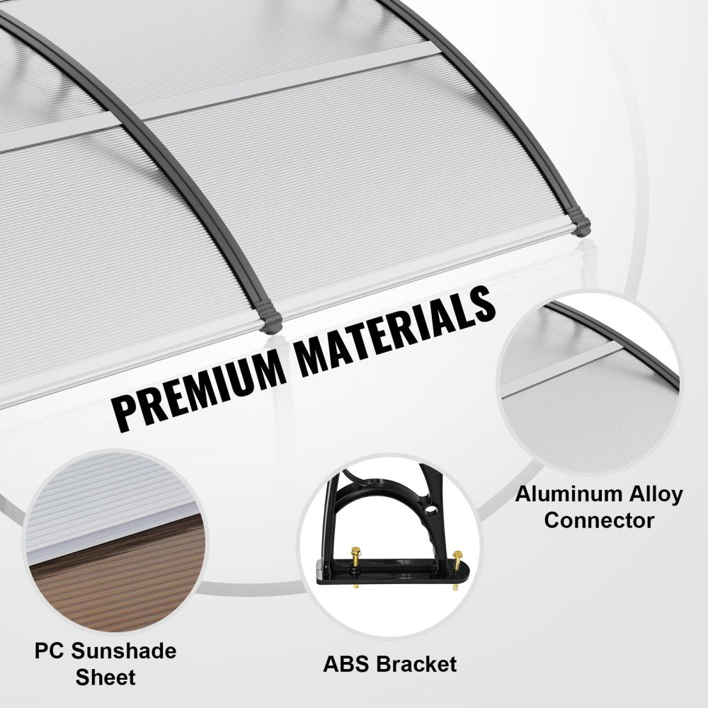 ODDTOOLS Window Door Awning Canopy 40" x 40", UPF 50+ Polycarbonate Entry Door Outdoor Window Awning Exterior, Front Door Overhang Awning for Sun Shutter, UV, Rain, Snow Protection, Hollow Sheet