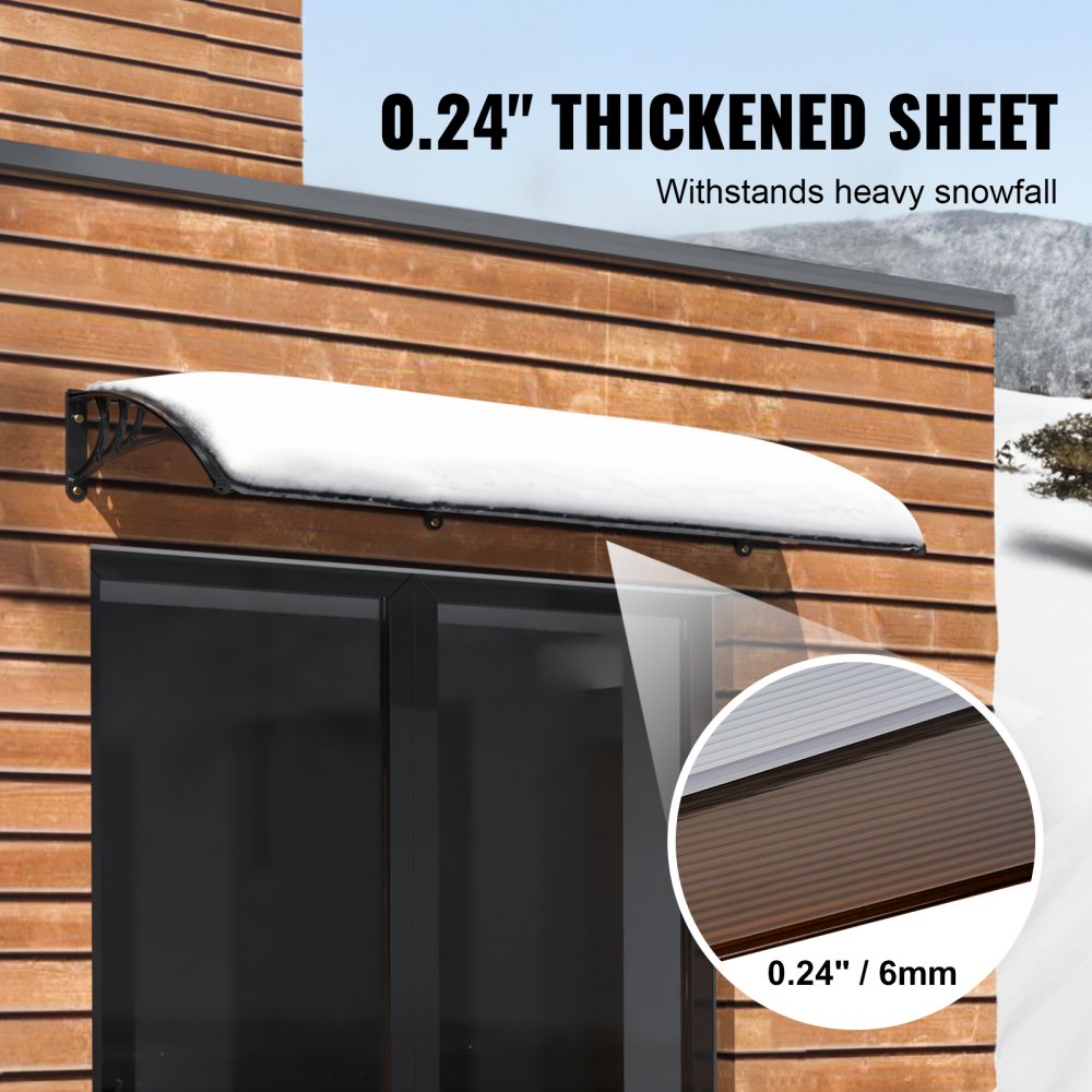 ODDTOOLS Window Door Awning Canopy 40" x 40", UPF 50+ Polycarbonate Entry Door Outdoor Window Awning Exterior, Front Door Overhang Awning for Sun Shutter, UV, Rain, Snow Protection, Hollow Sheet