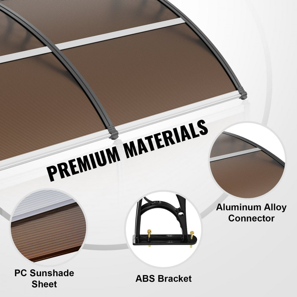 ODDTOOLS Window Door Awning Canopy 40" x 40", UPF 50+ Polycarbonate Entry Door Outdoor Window Awning Exterior, Front Door Overhang Awning for Sun Shutter, UV, Rain, Snow Protection, Hollow Sheet