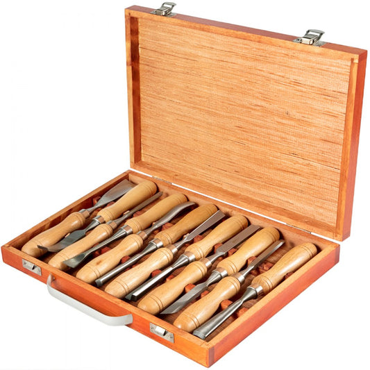 ODDTOOLS Woodworking 12pcs Lathe Chisel，Wood Carving Hand Chisel 3-3/4Inch Blade Length, Wood Turning Tools with Wooden Storage Case, for Wood Carving Root Carving Furniture Carving Lathes