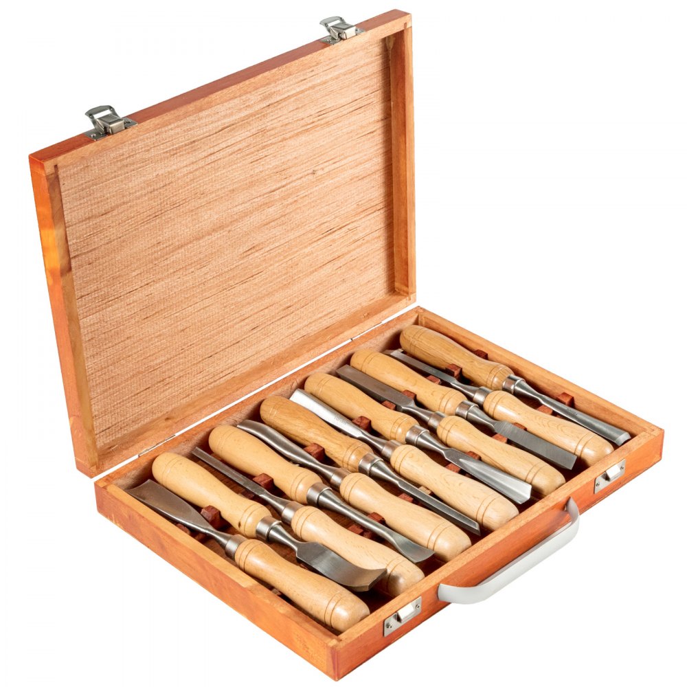 ODDTOOLS Woodworking 12pcs Lathe Chisel，Wood Carving Hand Chisel 3-3/4Inch Blade Length, Wood Turning Tools with Wooden Storage Case, for Wood Carving Root Carving Furniture Carving Lathes