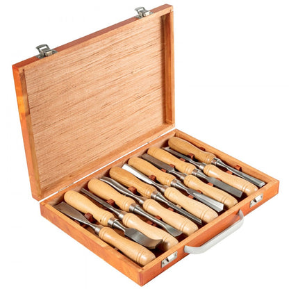 ODDTOOLS Woodworking 12pcs Lathe Chisel，Wood Carving Hand Chisel 3-3/4Inch Blade Length, Wood Turning Tools with Wooden Storage Case, for Wood Carving Root Carving Furniture Carving Lathes