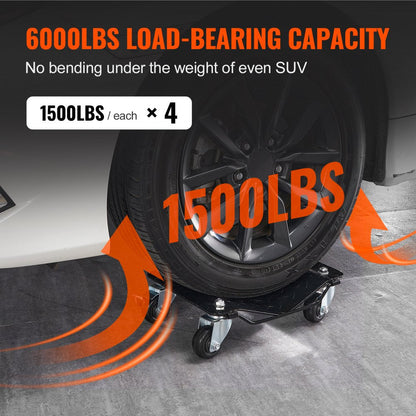 ODDTOOLS Wheel Dolly, 6000 lbs/2722 kg Car Moving Dolly, Wheel Dolly Car Tire Stake Set of 4 Piece, Heavy-duty Car Tire Dolly Cart Moving Cars, Trucks, Trailers, Motorcycles, and Boats