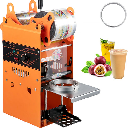 ODDTOOLS Manual Tea Cup Sealer Machine, 300-500 Cup/h Manual Boba Tea Sealer Machine, Orange, 90/95mm Cup Diameter Cup Sealing Machine with Heating Technology for Bubble Milk Tea