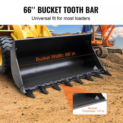 ODDTOOLS Bucket Tooth Bar, 66'', Heavy Duty Tractor Bucket 8 Teeth Bar for Loader Tractor Skidsteer, 4560 lbs Load-Bearing Capacity Bolt On Design, for Efficient Soil Excavation and Bucket Protection