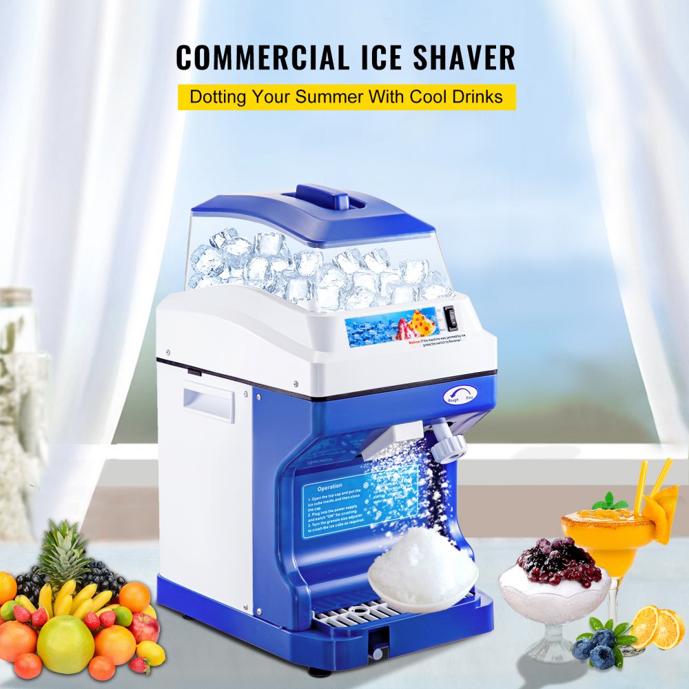 ODDTOOLS 110V Commercial Ice Shaver Crusher 441LBS/H with 11LBS Hopper, 300W Tabletop Electric Snow Cone Maker 320 RPM Rotate Speed Perfect For Parties Events Snack Bar