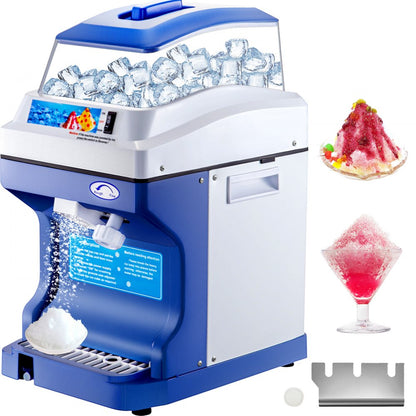 ODDTOOLS 110V Commercial Ice Shaver Crusher 441LBS/H with 11LBS Hopper, 300W Tabletop Electric Snow Cone Maker 320 RPM Rotate Speed Perfect For Parties Events Snack Bar