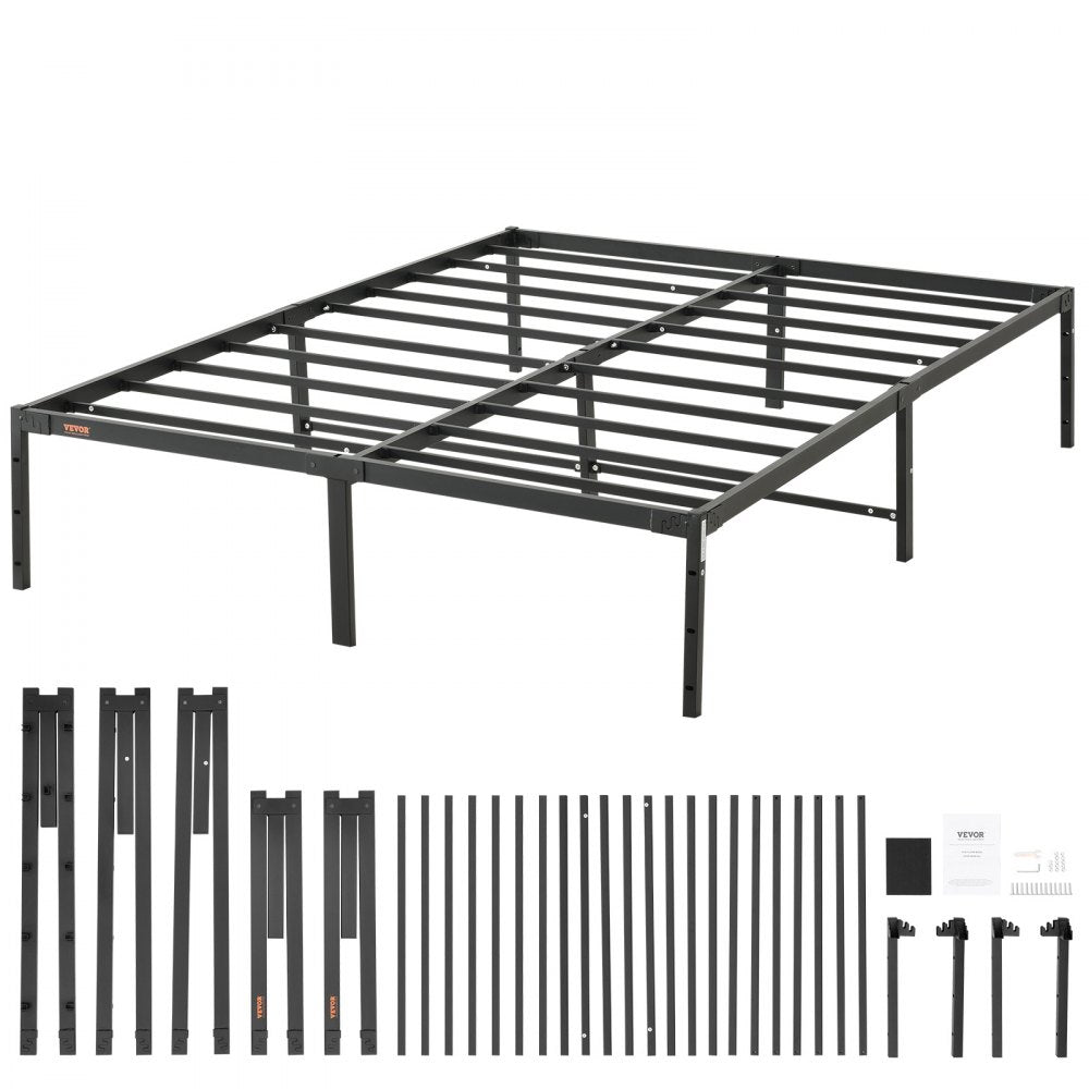 ODDTOOLS 14 Inch Full Metal Bed Frame Platform, No Box Spring Needed, 1500 lbs Loading Capacity Embedded Heavy Duty Mattress Foundation with Steel Slat Support, Easy Assembly, Noise Free