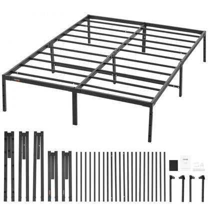 ODDTOOLS 14 Inch Full Metal Bed Frame Platform, No Box Spring Needed, 1500 lbs Loading Capacity Embedded Heavy Duty Mattress Foundation with Steel Slat Support, Easy Assembly, Noise Free