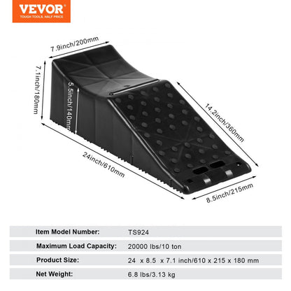 ODDTOOLS Car Service Ramp, 20000 lbs/10 ton Loading Capacity, 5.5" Lift Car Ramp, Low Profile Plastic Tire Ramp, Heavy Duty Truck Ramp for Oil Changes Wheels, Lift Vehicle Maintenance, 1-Pack