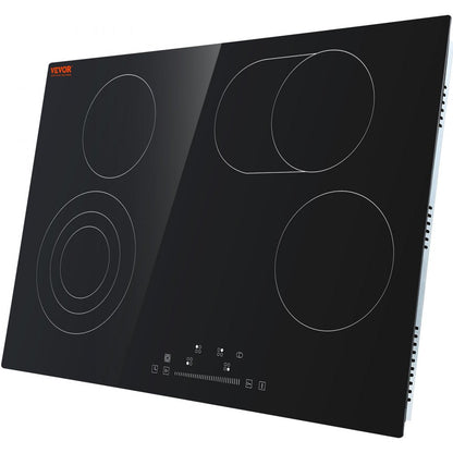 ODDTOOLS Built in Electric Stove Top, 30.3 x 20.5 inch 4 Burners, 240V Glass Radiant Cooktop with Sensor Touch Control, Timer & Child Lock Included, 9 Power Levels for Simmer Steam Slow Cook Fry