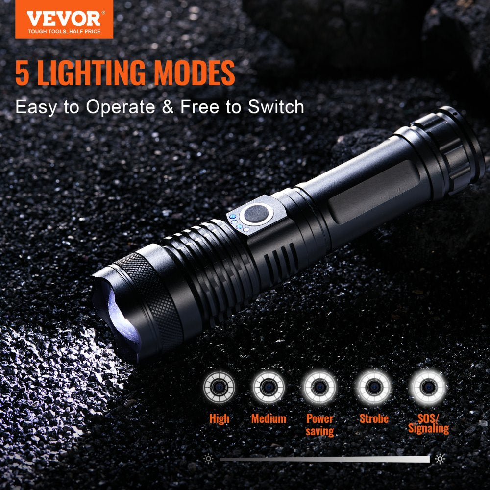 ODDTOOLS 10000 Lumen High Lumens Flashlight, 5 Lighting Modes Rechargeable