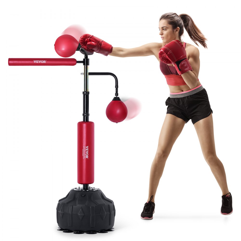 ODDTOOLS Boxing Speed Trainer, Punching Bag with Stand, Reflex Boxing Bag for Teens & Adults, Height Adjustable Free Standing Strike Bag Set with Gloves, Workout Speed Bag for Home Gym Training, Red