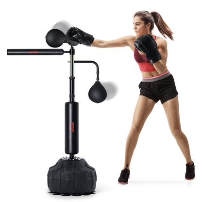 ODDTOOLS Boxing Speed Trainer, Punching Bag with Stand, Reflex Boxing Bag for Teens & Adults, Height Adjustable Free Standing Strike Bag Set with Gloves, Workout Speed Bag for Home Gym Training, Black