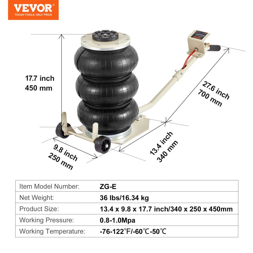 ODDTOOLS Triple Bag Air Jack 3 Ton/6600 lbs Pneumatic Jack for Car SUV Lifting