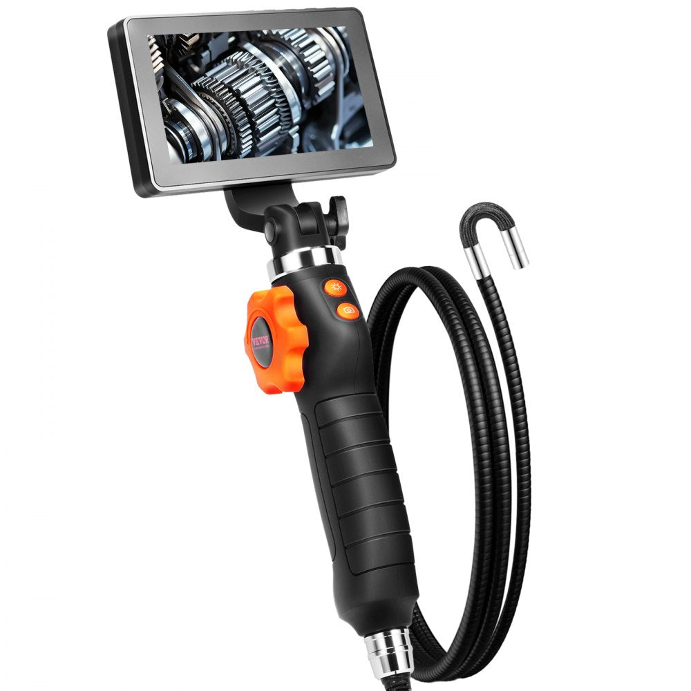 ODDTOOLS Articulating Borescope Camera with Light, Two-Way Articulated Endoscope Inspection Camera with 6.4mm Tiny Lens, 5" IPS 1080P HD Screen, 8X Zoom, 8 LED Light Snake Camera for Automotive, Plumbing