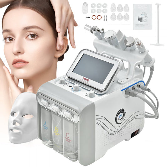 ODDTOOLS 7 in 1 Hydrogen Oxygen Facial Machine, Professional Hydrafacial Machine for Spa, Hydro Facial Cleansing Rejuvenation Machine with 7-inch LCD Screen, 6 Skincare Probes, 7-Color Light Beauty Mask