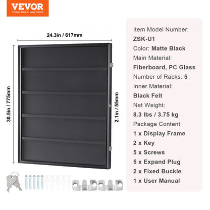 ODDTOOLS 35 Graded Sports Card Display Case, 24.3x30.5x2.1 in, Baseball Card Display Frame with 98% UV Protection Clear View PC Glass, Lockable Wall Cabinet for Football Basketball Hockey Trading Card