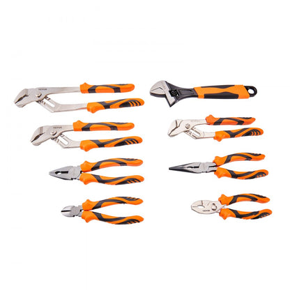 ODDTOOLS 8-Piece Pliers Set, High Carbon Steel, 12"/10"/8" Groove Joint Pliers, 8" Linesman's Pliers, 6" Slip Joint Pliers, 8" Long Nose Pliers, 6" Diagonal Cutter, 10" Adjustable Wrench, and Tool Bag