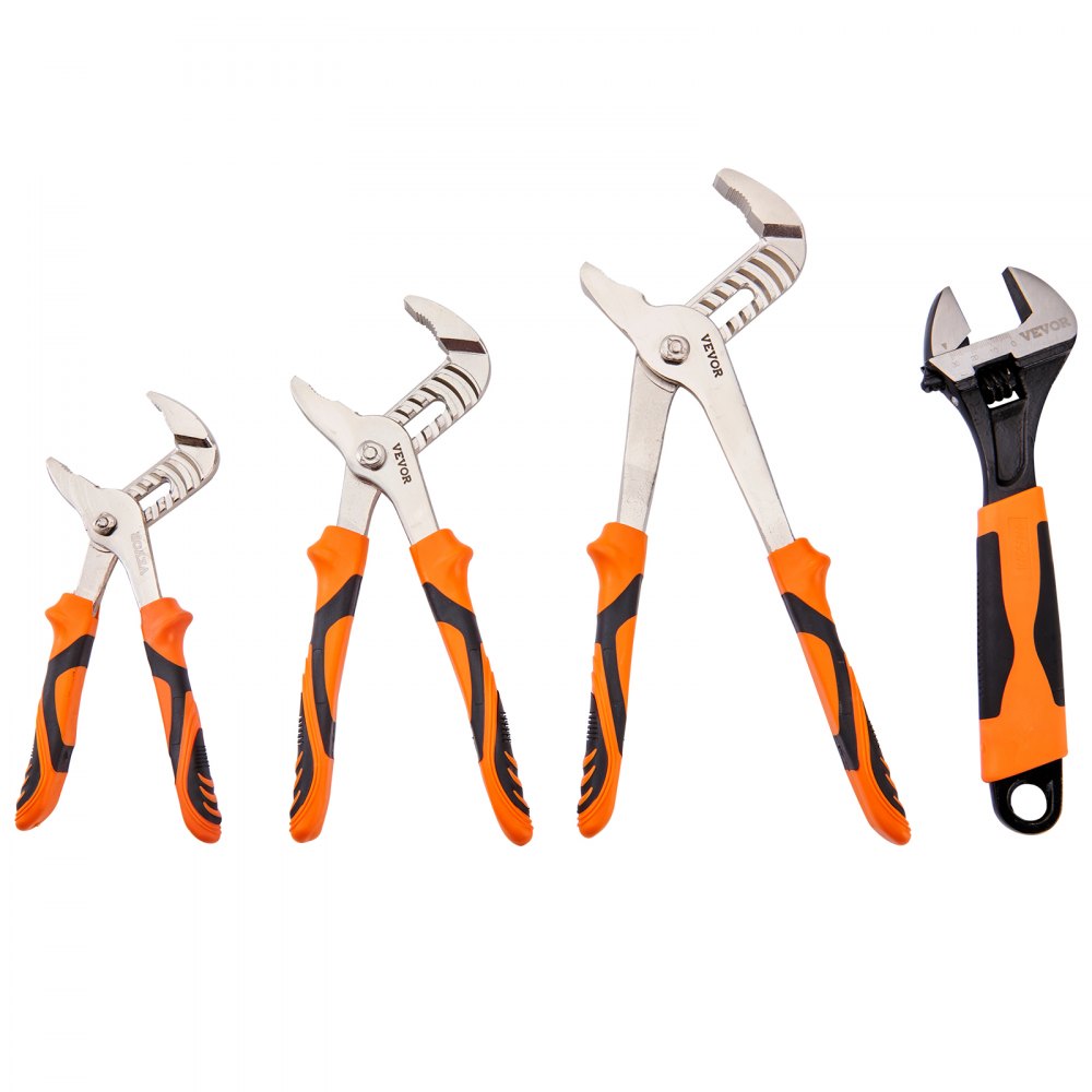 ODDTOOLS 8-Piece Pliers Set, High Carbon Steel, 12"/10"/8" Groove Joint Pliers, 8" Linesman's Pliers, 6" Slip Joint Pliers, 8" Long Nose Pliers, 6" Diagonal Cutter, 10" Adjustable Wrench, and Tool Bag