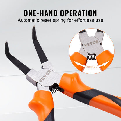 ODDTOOLS 4-Piece Snap Ring Pliers Set, 0.07" Tip Diameter, High Carbon Steel Straight and Bent Jaw, Heavy Duty Internal and External Circlip Pliers Kit, with Portable Tool Bag, For Ring Remover Retaining