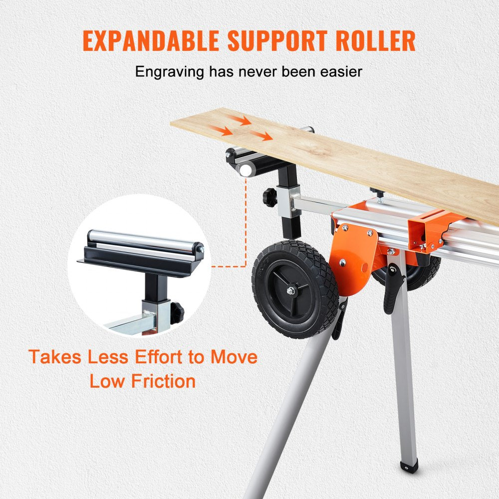 ODDTOOLS 100in Miter Saw Stand with One-piece Mounting Brackets Sliding Rail 500lbs