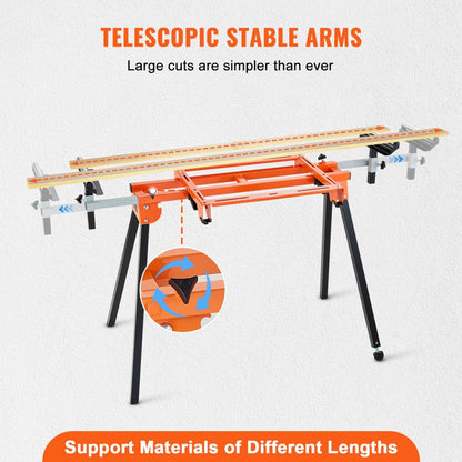 ODDTOOLS 79in Miter Saw Stand with One-piece Mounting Brackets Sliding Rail 330lbs