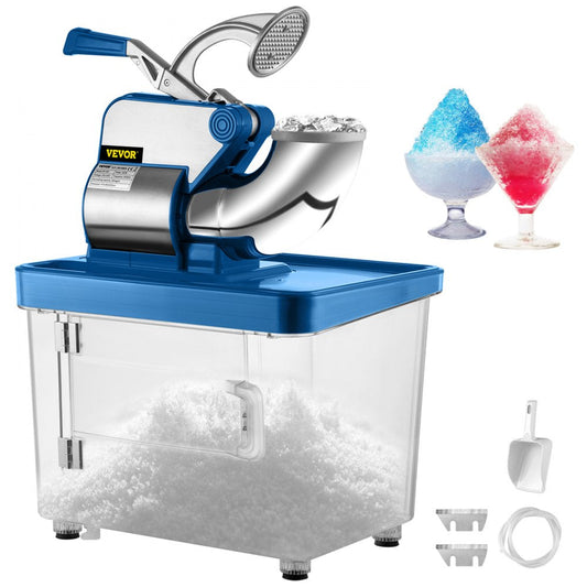 ODDTOOLS 110V Commercial Ice Crusher 440LBS/H, ETL Approved 300W Electric Snow Cone Machine with Dual Blades, Stainless Steel Shaved Ice Machine with Safety On/Off Switch for Family, Restaurants, Bars