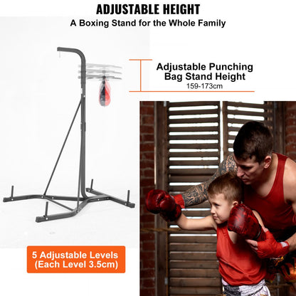 ODDTOOLS 2 in 1 Punching Bag Stand, Steel Heavy Duty Workout Equipment, Adjustable Height Boxing Punching Bag and Speed Bag Stand, Freestanding Sandbag Rack, Holds Up to 400 lbs, for Home Gym Fitness