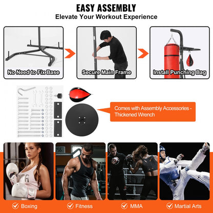 ODDTOOLS 2 in 1 Punching Bag Stand, Steel Heavy Duty Workout Equipment, Adjustable Height Boxing Punching Bag and Speed Bag Stand, Freestanding Sandbag Rack, Holds Up to 400 lbs, for Home Gym Fitness