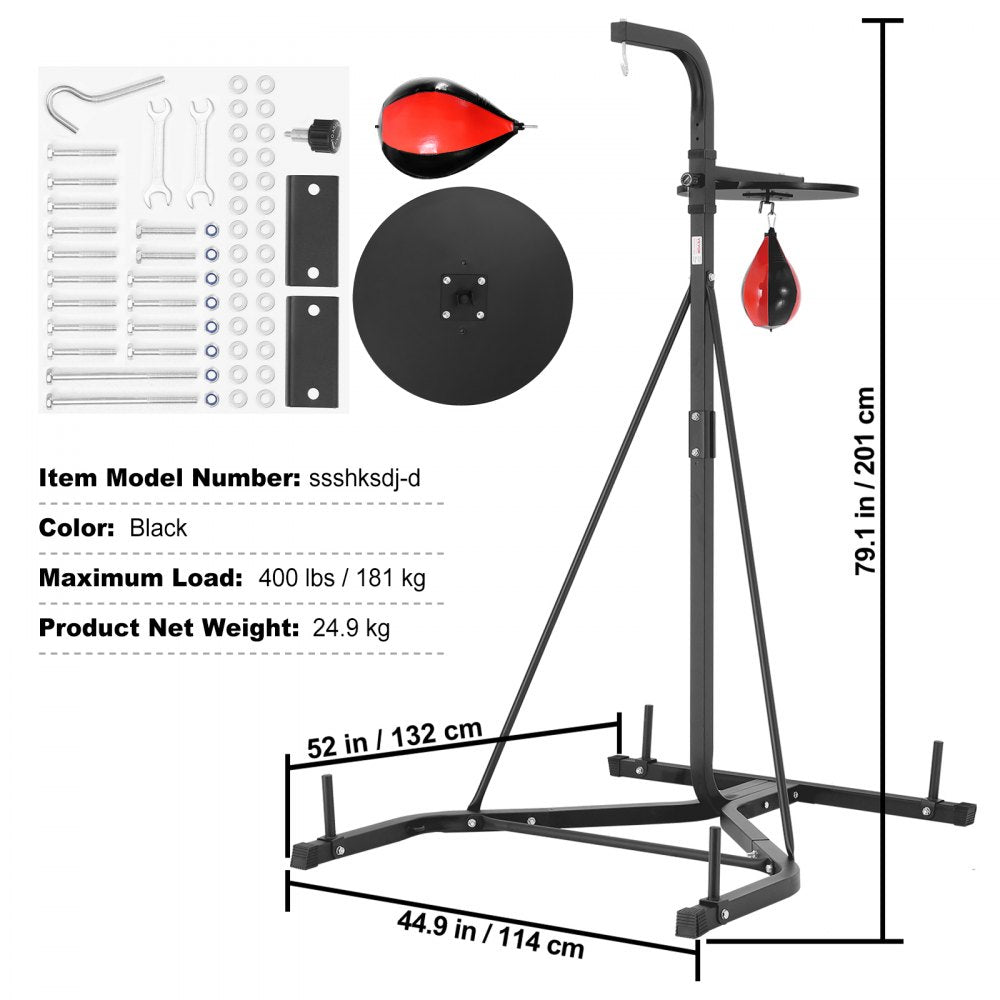 ODDTOOLS 2 in 1 Punching Bag Stand, Steel Heavy Duty Workout Equipment, Adjustable Height Boxing Punching Bag and Speed Bag Stand, Freestanding Sandbag Rack, Holds Up to 400 lbs, for Home Gym Fitness