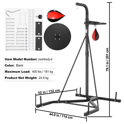 ODDTOOLS 2 in 1 Punching Bag Stand, Steel Heavy Duty Workout Equipment, Adjustable Height Boxing Punching Bag and Speed Bag Stand, Freestanding Sandbag Rack, Holds Up to 400 lbs, for Home Gym Fitness