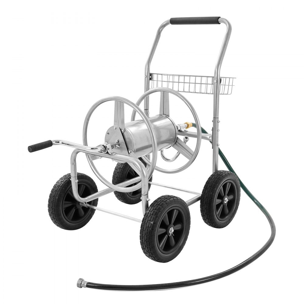 ODDTOOLS Hose Reel Cart, Hold Up to 250 ft of 5/8’’ Hose, Garden Water Hose Carts Mobile Tools with 4 Wheels, Heavy Duty Powder-coated Steel Outdoor Planting with Storage Basket, for Garden, Yard, Lawn