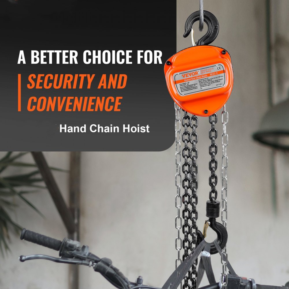 ODDTOOLS 1/2 Ton Hand Chain Hoist 10 FT Come Along, 1100 lbs Capacity G80 Galvanized Carbon Steel with Double-Pawl Brake, Auto Chain Leading & 360° Rotation Hook, for Garage Factory Dock