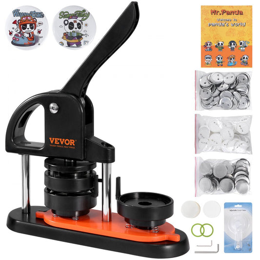 ODDTOOLS Button Maker Machine, 2.28 inch/58mm Pin Maker with 100pcs Button Parts, Ergonomic Arc Handle Punch Press Kit, Button Maker with Panda Magic Book, For Children DIY Gifts and Christmas