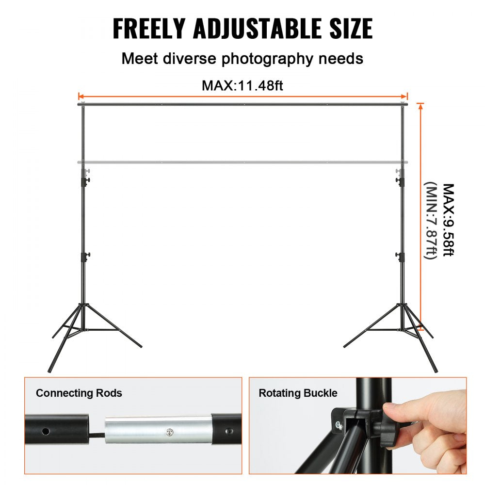 ODDTOOLS 12 x 10 ft Heavy Duty Backdrop Stand, Height Adjustable Photography Backdrop Stand, Background Support System with 6 Clamps and A Carry Bag, for Party, Wedding, Display, Photo