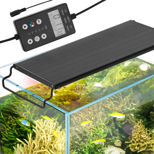 ODDTOOLS Aquarium Light with LCD Monitor, 14W Full Spectrum Fish Tank Light with 24/7 Natural Mode, Adjustable Brightness & Timer - Aluminum Alloy Shell Extendable Brackets for 12"-18" Freshwater Tank